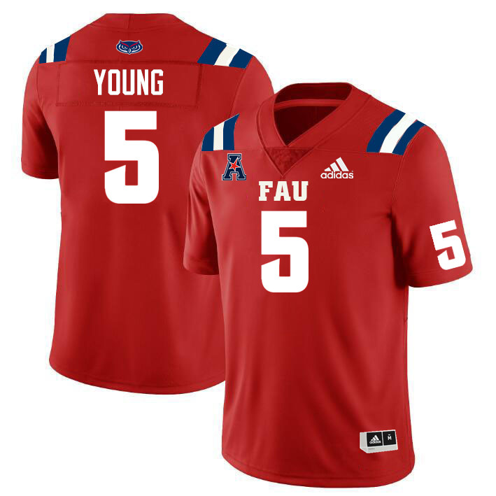 Florida Atlantic Owls #5 Joseph Young College Football Jerseys Stitched Sale-Red
